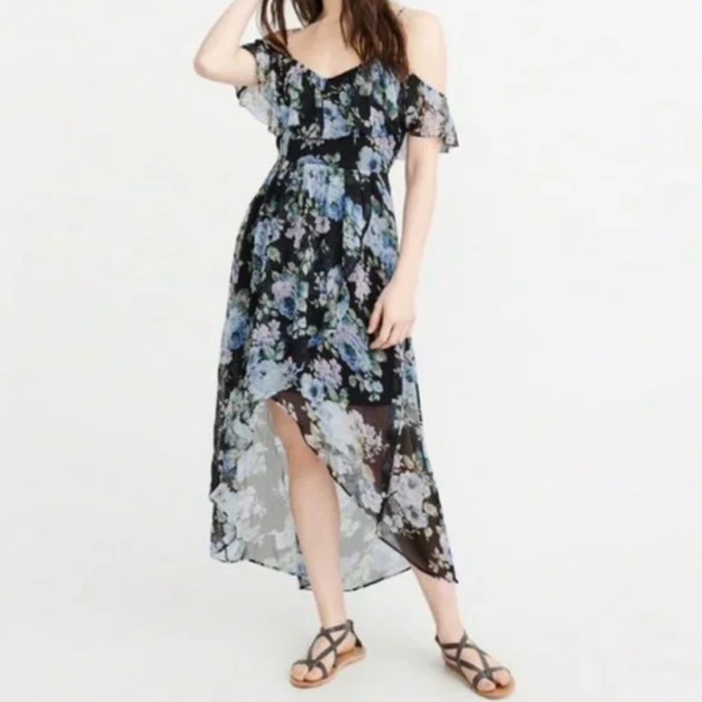 Abercrombie & Fitch Cold-Shoulder High-Low Floral Dress